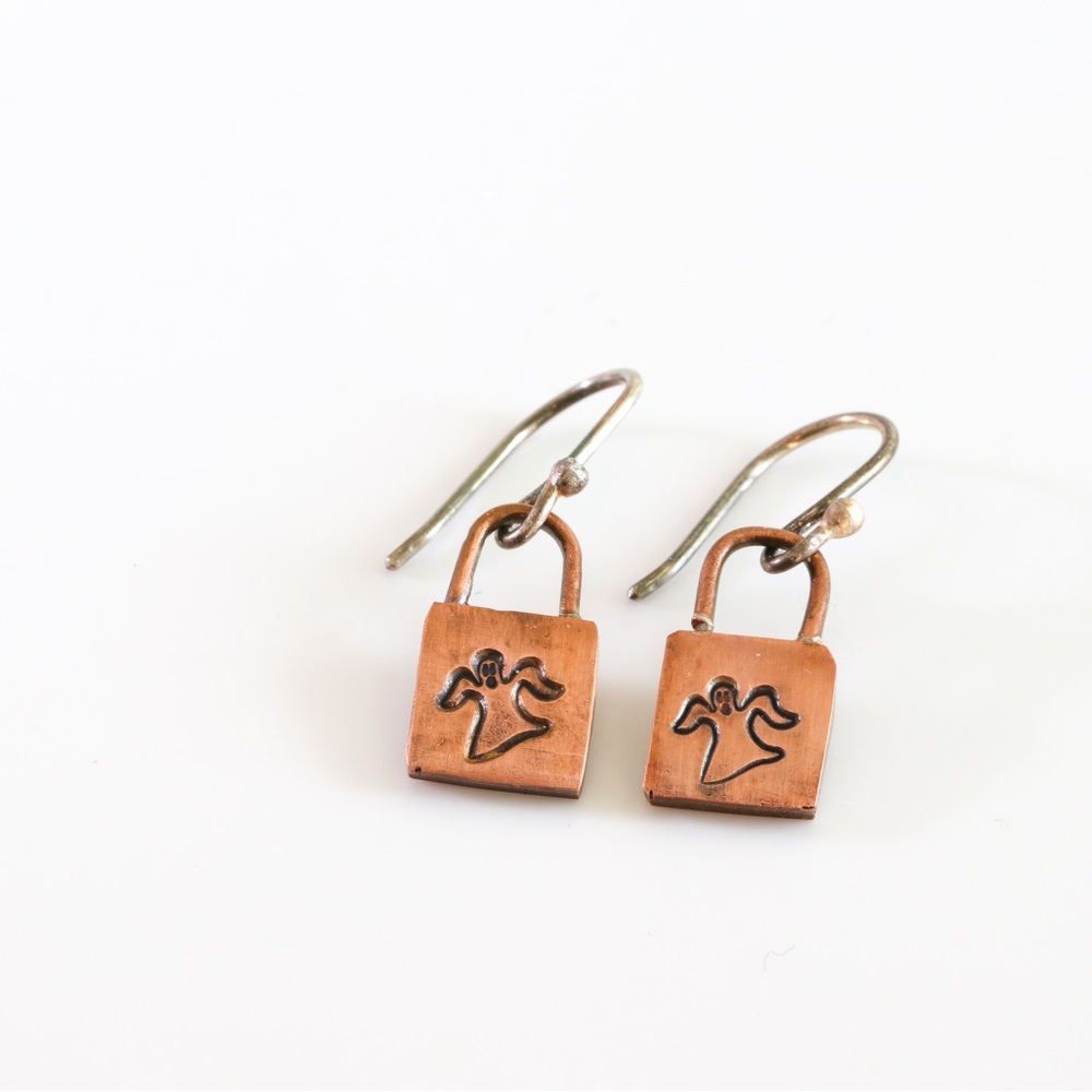 Spooky Ghost Earrings 👻 Copper & Sterling Silver Handmade Fun” - Picture 4 of 4